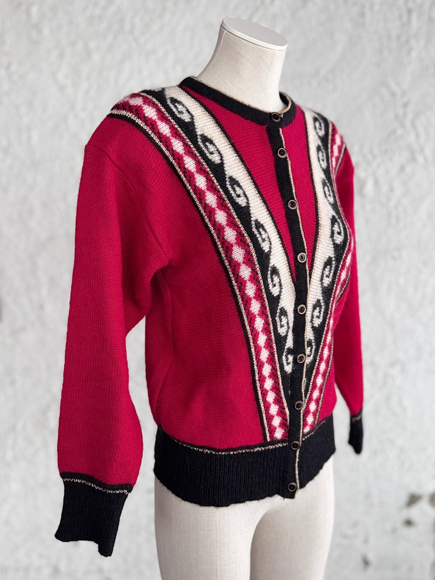 1960s vintage red cardigan • Rossoni