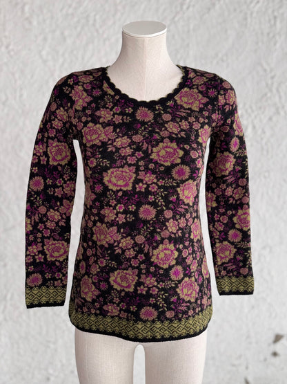 Y2K flower pattern merino wool sweater • Dunque