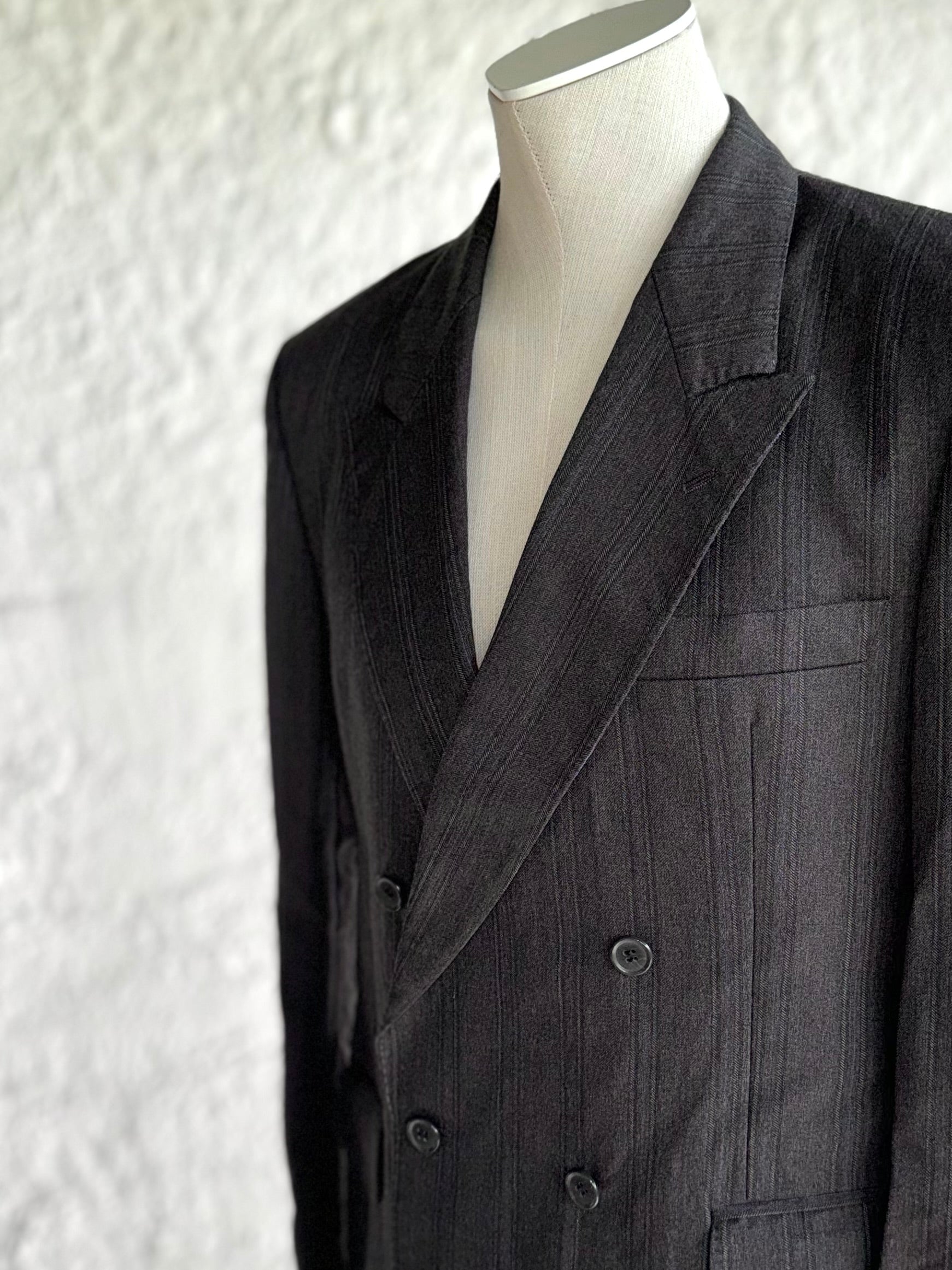 1980s vintage dark grey double-breasted wool blazer • Oscar Jacobson