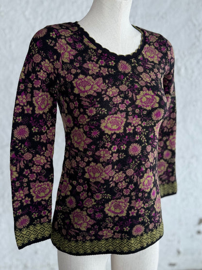 Y2K flower pattern merino wool sweater • Dunque